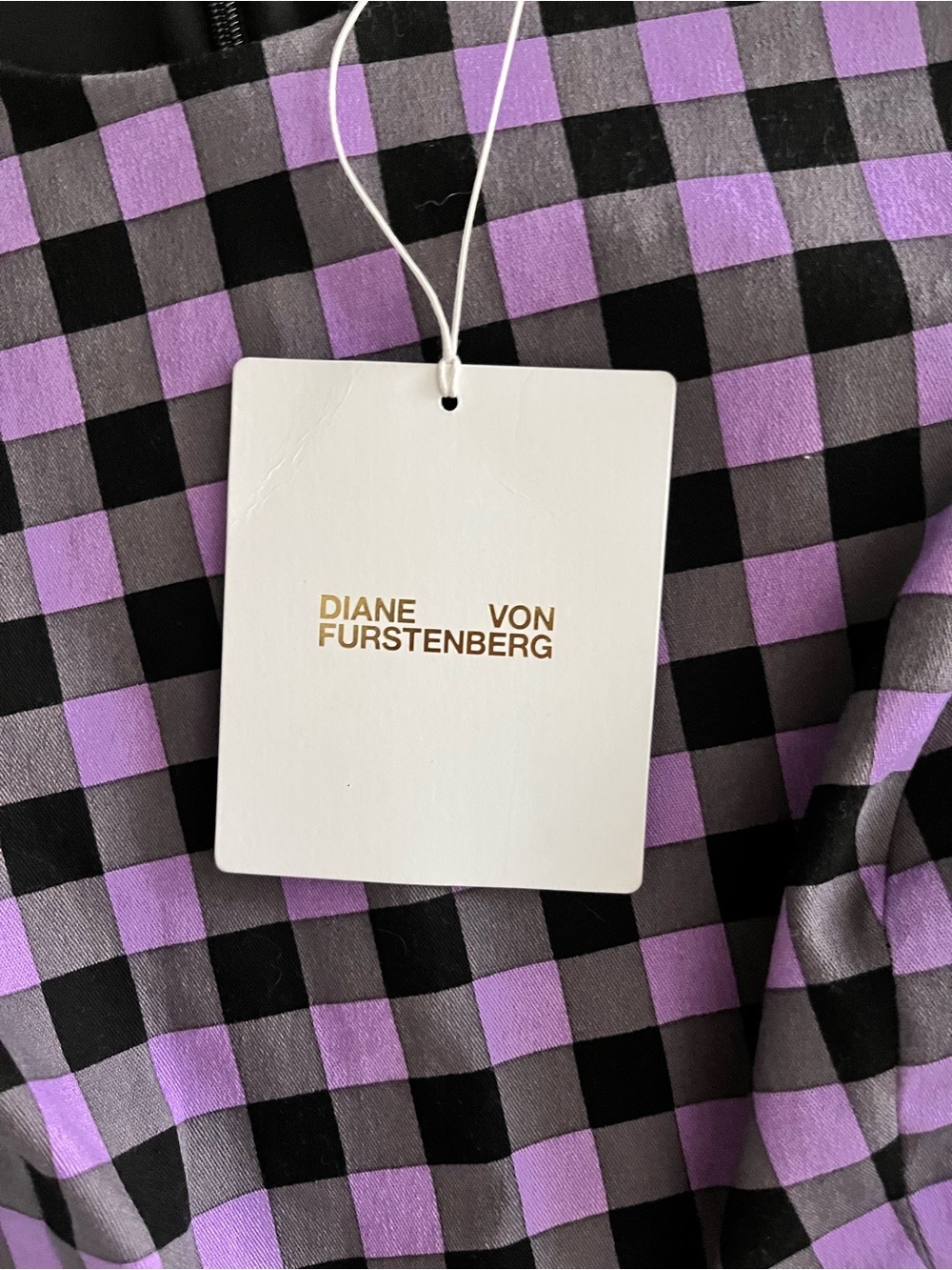 NWT Diane von Furstenberg Women’s Purple & Black Gingham Sheath Dress - Size 4 - Picture 3 of 7